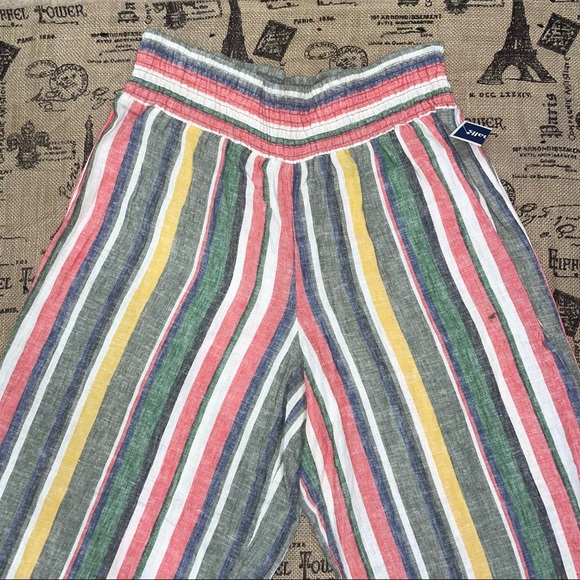 C Est 1946 NWT! Rainbow Striped Elastic Rise Woven Pant Size L - Picture 3 of 10